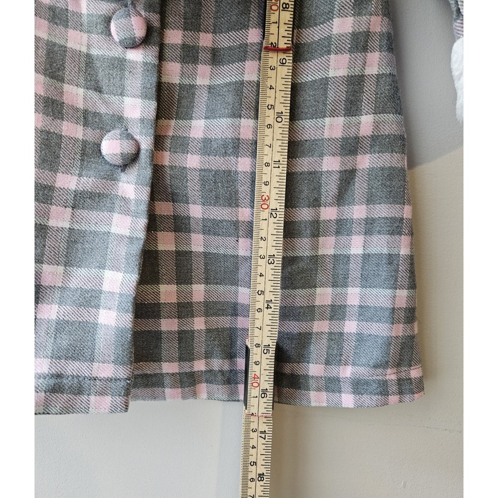 Sweet Heart Rose Baby Girl Lightweight Plaid Coat Faux‎ Fur Gray Pink 12M - Picture 7 of 7